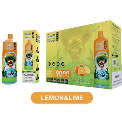 R and M Tornado 9000 Disposable Vape Pod Box of 10-Lemon Lime * New *-vapexwholesale