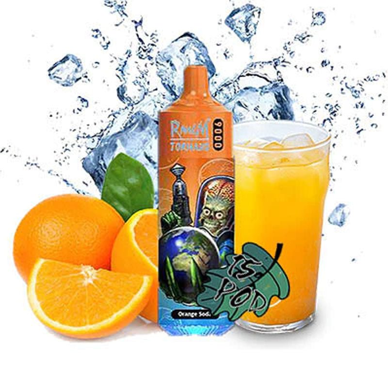 R and M Tornado 9000 Disposable Vape Pod Box of 10-Orange soda-vapexwholesale