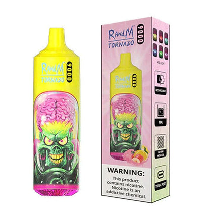 R and M Tornado 9000 Disposable Vape Pod Box of 10-Peach lemonade-vapexwholesale
