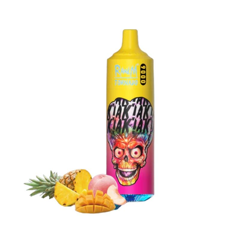 R and M Tornado 9000 Disposable Vape Pod Box of 10-Peachy Manngo Pineapple-vapexwholesale