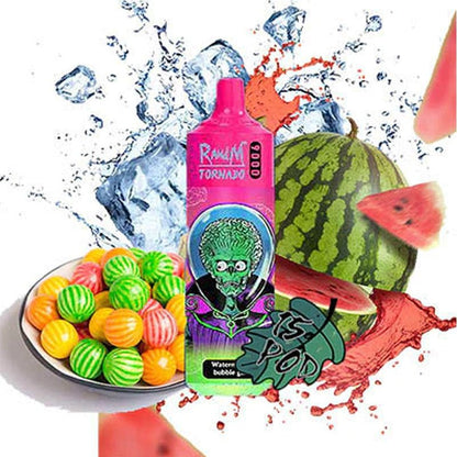 R and M Tornado 9000 Disposable Vape Pod Box of 10-Watermelon bubblegum-vapexwholesale