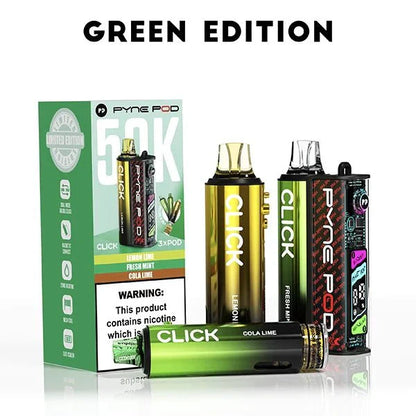 Pyne Pod Click 50k Prefilled Pod Vape Kit Box of 5 - Green Edition at UK Vaper Wholesale