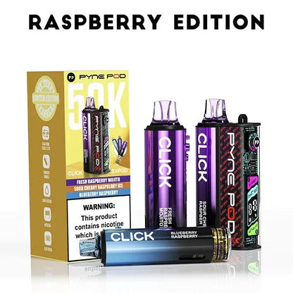 Pyne Pod Click 50k Prefilled Pod Vape Kit Box of 5 - Raspeberry Edition at UK Vaper Wholesale