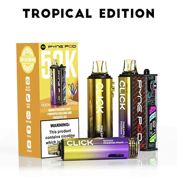 Pyne Pod Click 50k Prefilled Pod Vape Kit Box of 5 - Tropical Edition at UK Vaper Wholesale