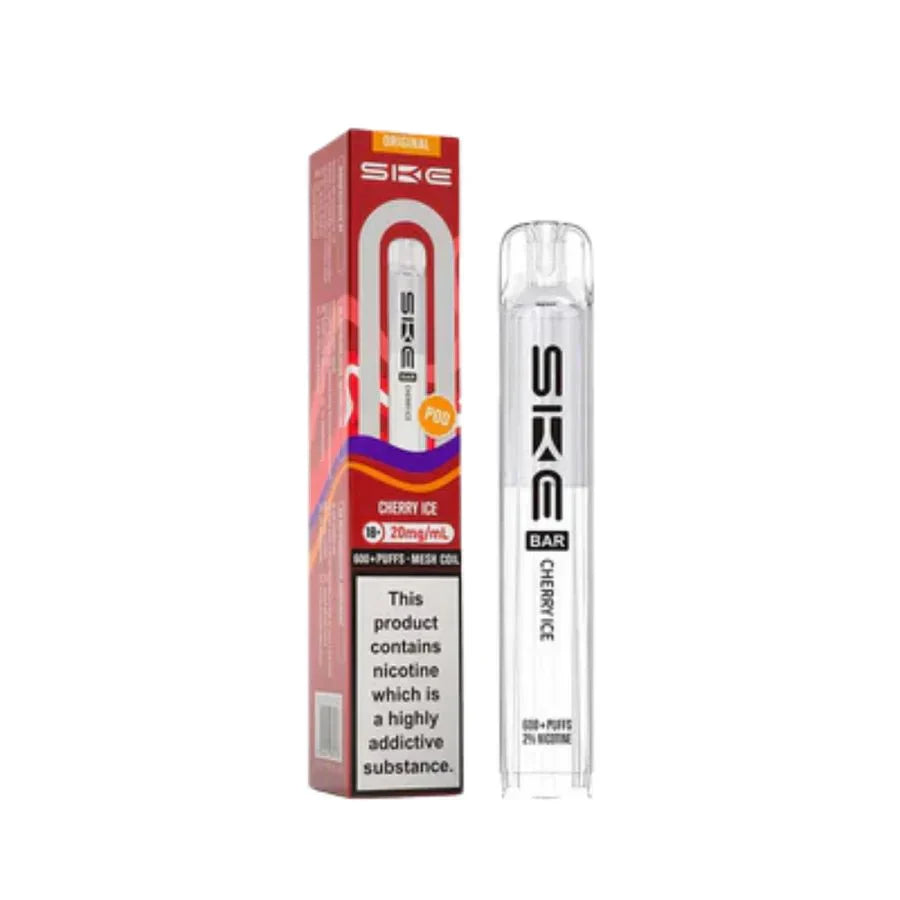 SKE Bar 600 Prefilled Pod box of 10 in Cherry Ice at UK Vaper Wholesale